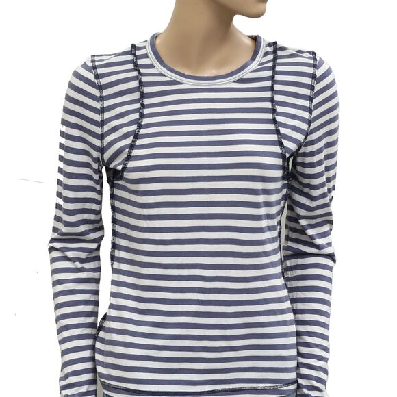 Anthropologie Pilcro The Teddy Tissue Tee Top Striped Print Long Sleeve S 283788 - Picture 6 of 8